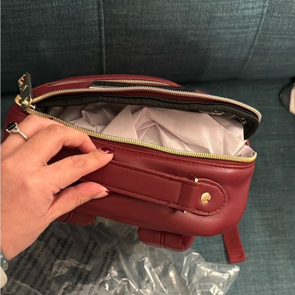 NWOT Karl Lagerfeld Chevron Backpack (Burgundy) - Picture 6 of 10